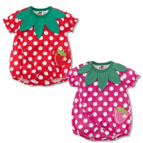 Strawberry Climb Short Sleeve Romper